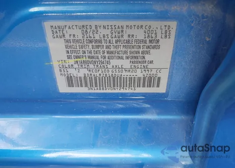 2022 Nissan Sentra Sr Xtronic Cvt из США, поврежденный, VIN 3N1AB8DV0NY294745